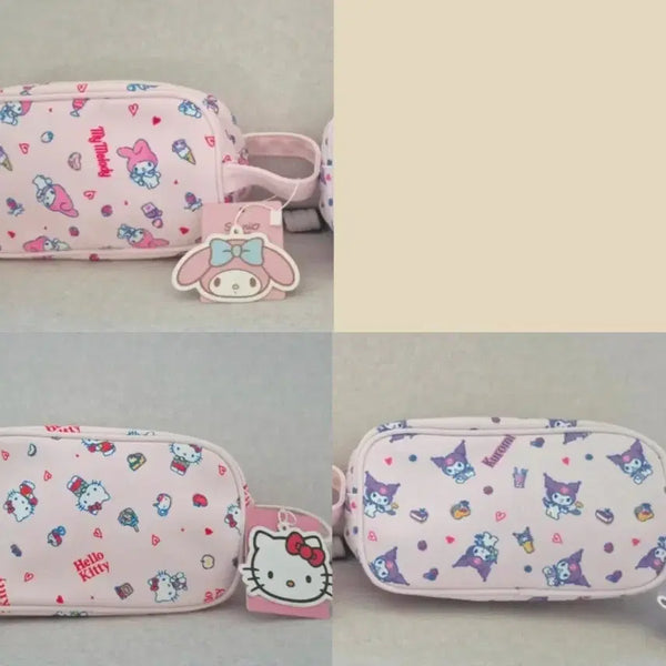 [BUNJANG] Sanrio Characters Pattern Handheld Pouch Set (3 Designs: Kitty, Melody, Kuromi) / 수입 정품 산리오 캐릭터즈 패턴 손잡이 파우치 3종 /키티,마멜,쿠로미