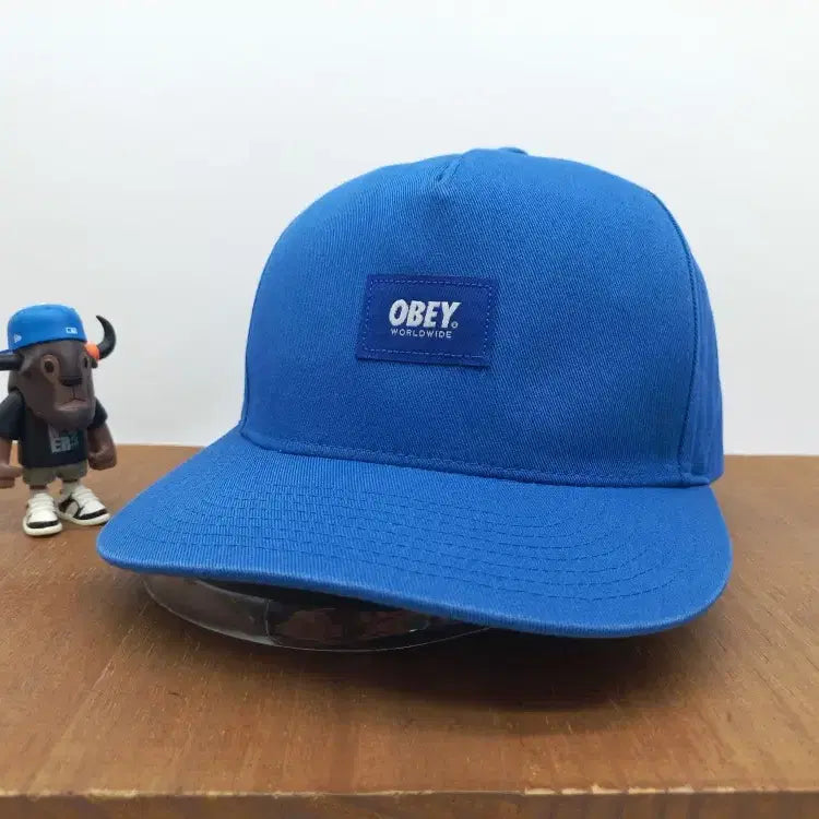 [BUNJANG] OBEY Worldwide Square Patch 6-Panel Snapback Ball Cap - Blue / OBEY 오베이 월드와이드 스퀘어 패치 스트릿 스냅백 6패널 볼캡 모자 블루