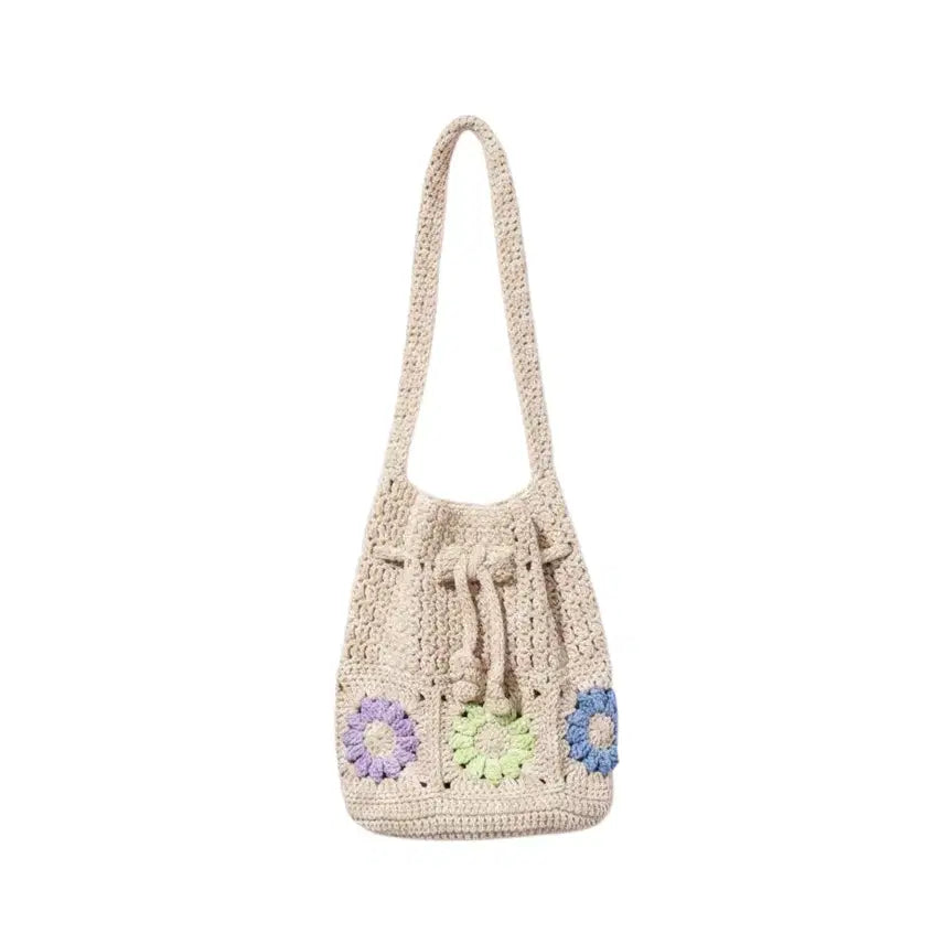 [BUNJANG] Beige Knit Shoulder Bag / 베이지 스트링 뜨개 숄더백