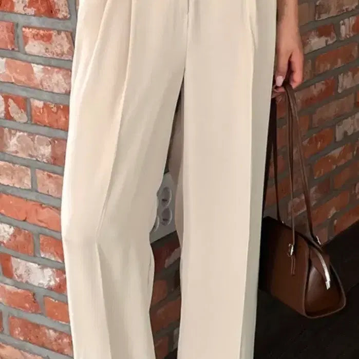 [BUNJANG] Beige Wide Slacks - Size S / 베이지 와이드 슬랙스 s