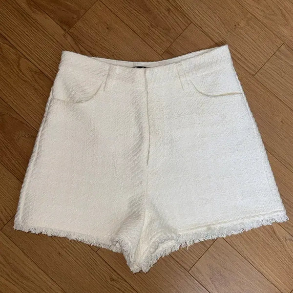 [BUNJANG] Zara White Tweed Cutout Shorts XS / 화이트 숏팬츠 트위드 컷 자라 Zara