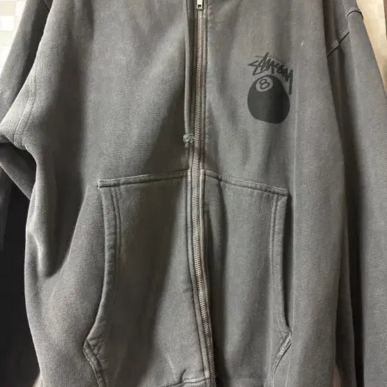 [BUNJANG] Stussy 8 Ball Hoodie Zip-Up Grey / 스투시 8볼 후드 집업 그레이