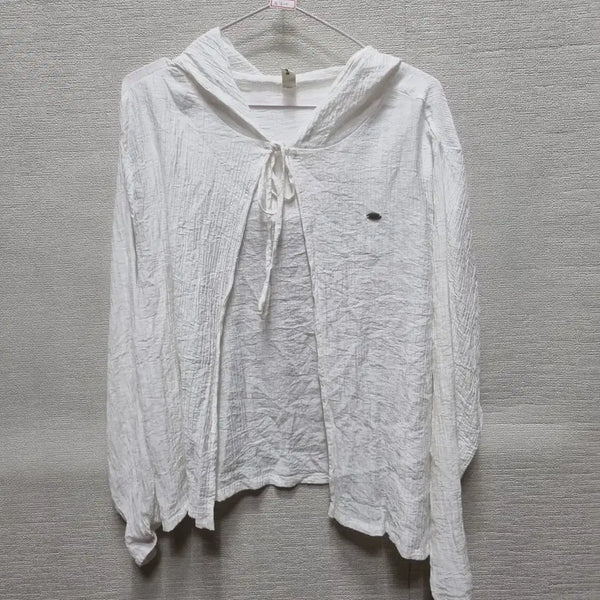 [BUNJANG] White Hooded Cardigan (Size F) / 차300 후드 가디건