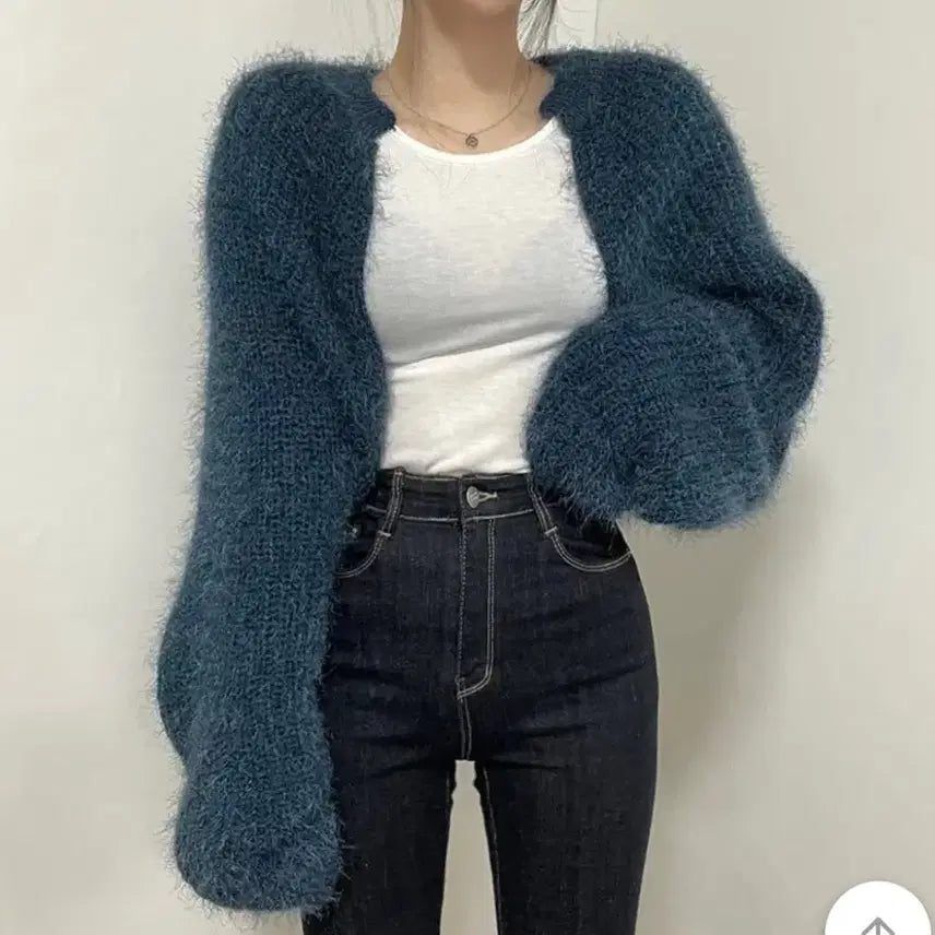 [BUNJANG] Angora Bolero Cardigan Navy / 앙고라 볼레로 가디건 네이비