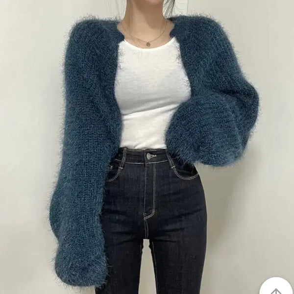 [BUNJANG] Angora Bolero Cardigan Navy / 앙고라 볼레로 가디건 네이비