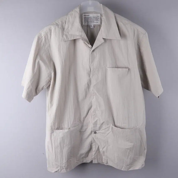 [BUNJANG] Uniform Bridge 3-Pocket Open Collar Short Shirt Cream Grey (L) / 유니폼브릿지 3포켓 오픈 칼라 숏 셔츠 크림 그레이 (L)