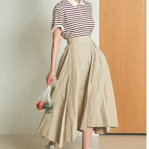 [BUNJANG] OUI 25 Collection Flare Long Skirt Beige M / 25 오브유이 플레어 롱 스커트 168,000새제품