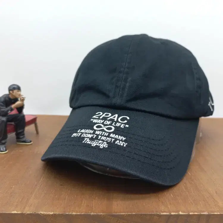 [BUNJANG] FLIPPER 2PAC "Thug Life" Lettering Street Ball Cap Hat Black / FLIPPER 플리퍼 투팍 2PAC 터그라이프 명언 레터링 스트릿 볼캡 모자 블랙