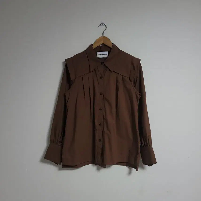 [BUNJANG] Karl Lagerfeld Women's Brown Shirred Blouse / (55) KARL LAGERFELD 칼라거펠트 여성 셔츠 블라우스 남방