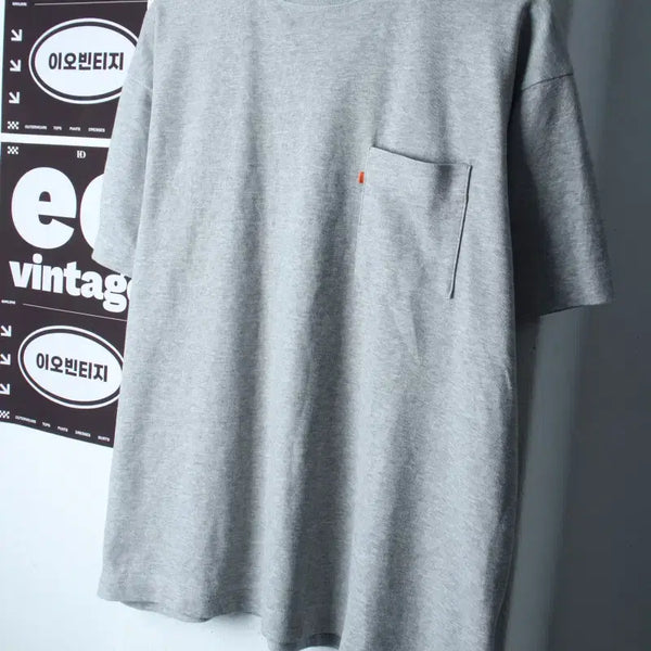 [BUNJANG] Uncoated T-Shirt Pocket Grey Plain XL / (XL) 언코티드 반팔 티셔츠 포켓 그레이 무지 폴리-H36483