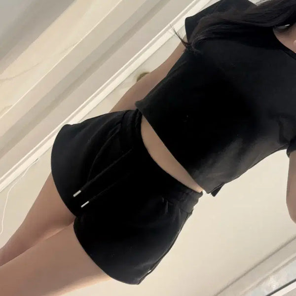 [BUNJANG] Cropped Training Set - Black / 크롭 트레이닝 세트