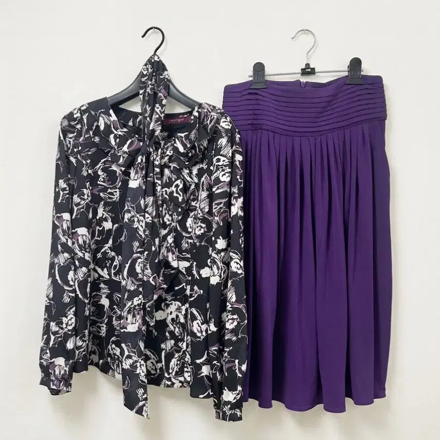 [BUNJANG] ISABEY de PARIS Pattern Blouse & KELLY Purple Skirt Set / 퍼플 블라우스 스커트 세트