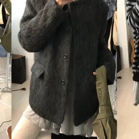 [BUNJANG] Kiira Mohair Jacket Charcoal / 차콜 키이라 모헤어 자켓 판매