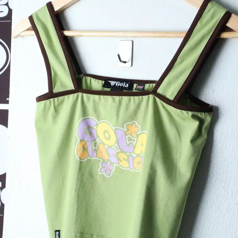 [BUNJANG] W(F) Short Sleeve T-shirt Sleeveless Crop Top Light Green / W(F) 골라 반팔 티셔츠 민소매 나시 크롭 연그린-H36489