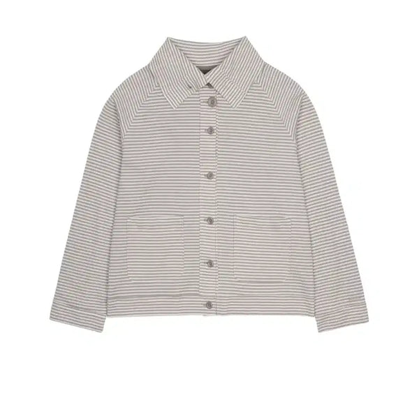[BUNJANG] KOSEIO Wide Collar Waffle Stripe Shirt Beige / 코이세이오 WIDE COLLAR WAFFLE STRIPE SHIRT BEIGE