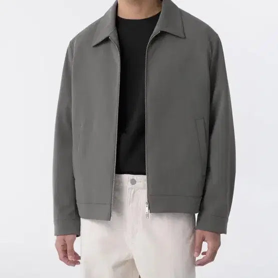 [BUNJANG] Musinsa Standard Relaxed Minimal Jacket Khaki Grey / 무신사 스탠다드 릴렉스드 미니멀 자켓 카키그레이 L