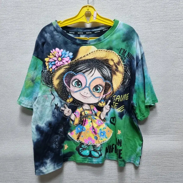 [BUNJANG] Tie-Dye Character Short Sleeve T-Shirt / a290 반팔 티셔츠