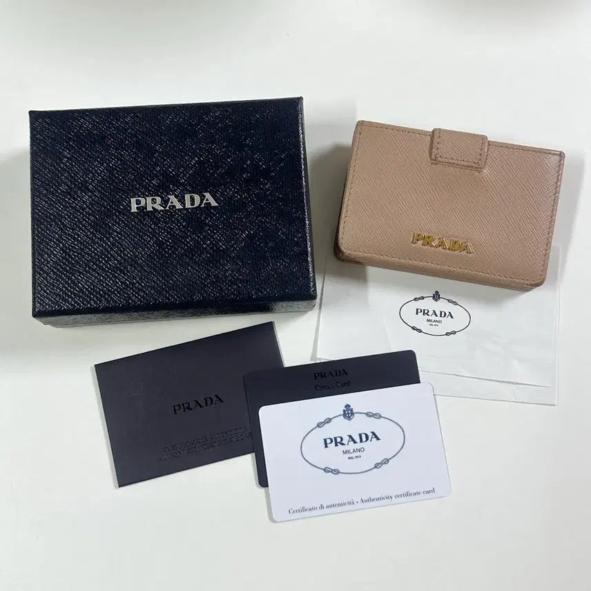 [BUNJANG] Prada Saffiano Accordion Card Holder Cipria / 프라다 사피아노 아코디언 카드지갑 (시프리아 컬러)