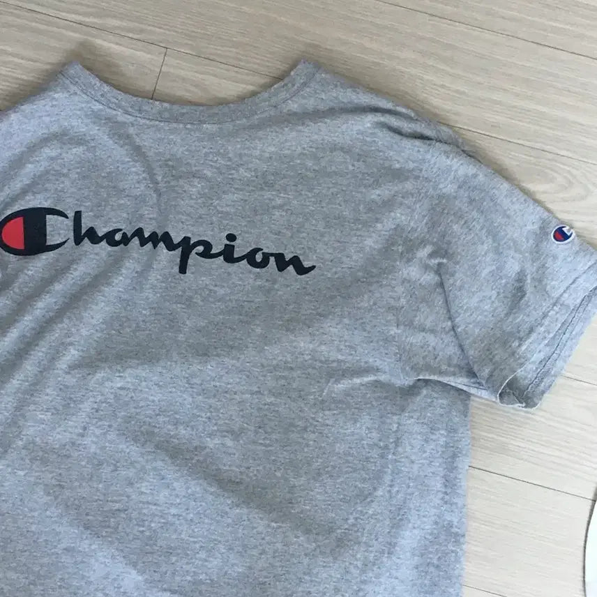 [BUNJANG] Champion Logo Short Sleeve T-Shirt Grey / 챔피온 로고 반팔 티셔츠 그레이