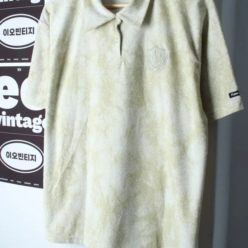 [BUNJANG] W(F) Bukle Half-Sleeve Collar T-shirt Green / W(F) 팬시클럽 반팔 카라 티셔츠 부클 연그린 스트릿-H36500