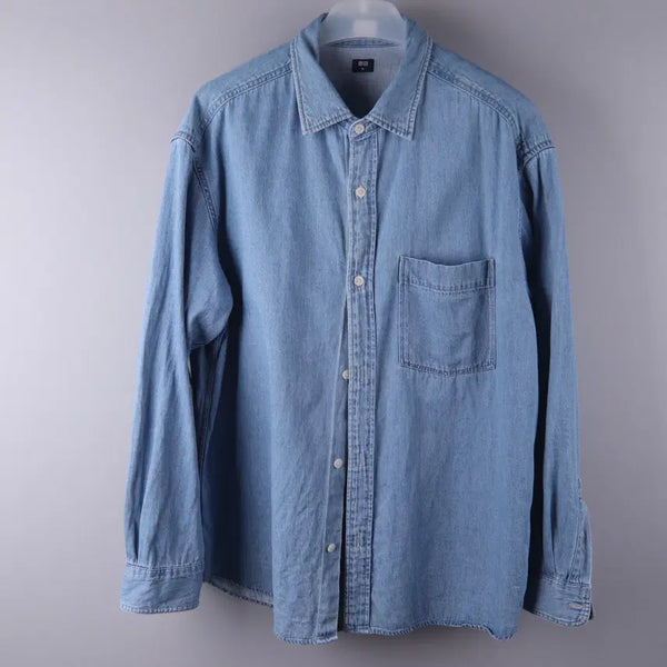 [BUNJANG] Uniqlo Denim Long-Sleeve Overshirt XL / 유니클로 데님 오버셔츠(긴팔) (XL)