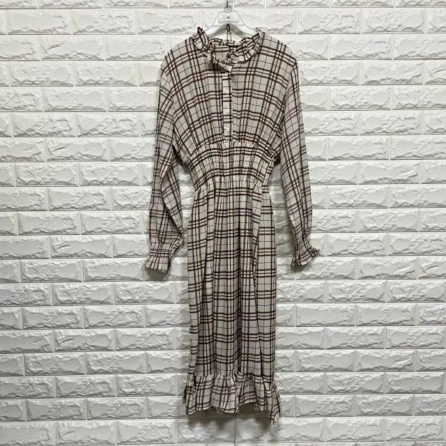 [BUNJANG] Checkered Long Sleeve Dress / 3352) 체크 긴팔 원피스