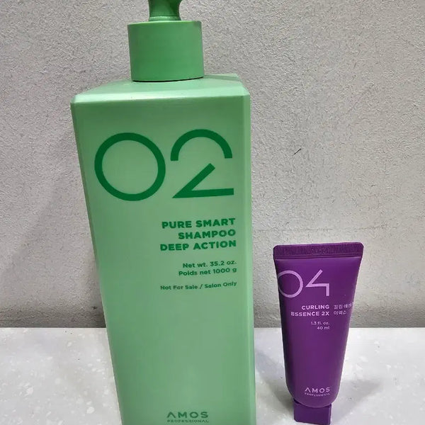 [BUNJANG] Amos Pure Smart Shampoo Deep Action 1000ml + Curling Essence 40ml / 아모스 퓨어스마트 샴푸 딥액션 1000ml+컬링40ml