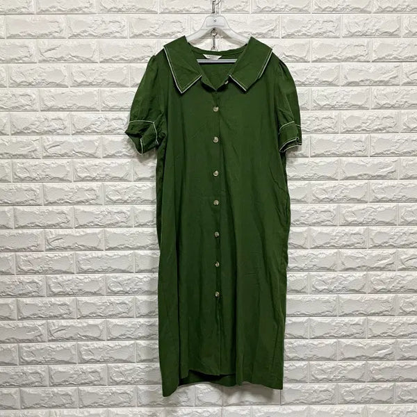 [BUNJANG] Linen Blend Short Sleeve Dress / 3357) 린넨 혼방 반팔원피스