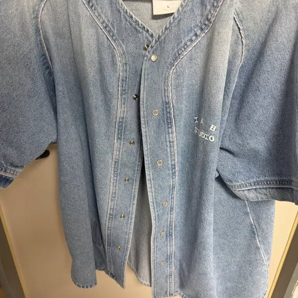 [BUNJANG] IAB Studio Denim Baseball Jersey Blue (L) / 아이앱 데님 베이스볼 져지