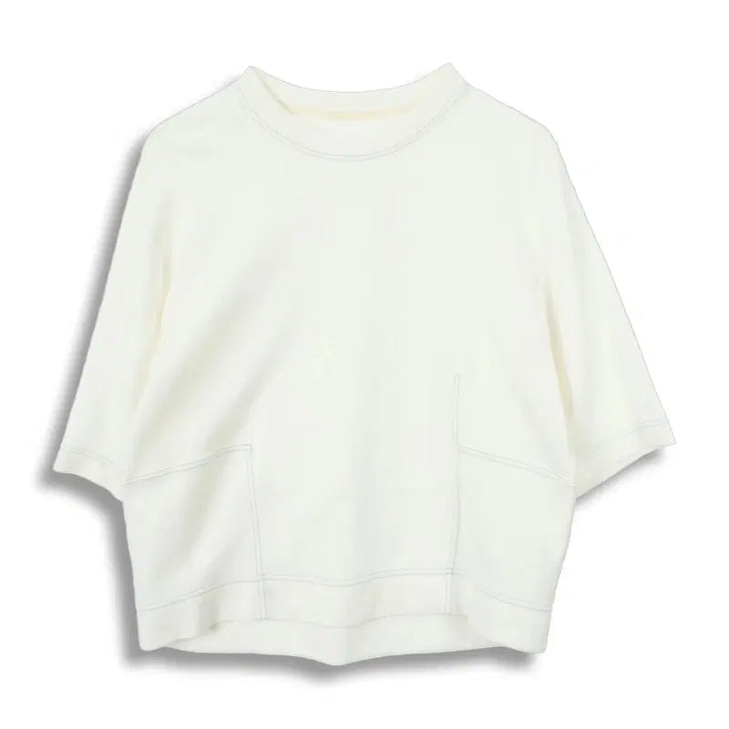 [BUNJANG] SJSJ Women's Cotton Nylon Rayon Stitch Detail Short Sleeve T-Shirt / SJSJ (WOMEN - F) 코튼 나일론 레이온 스티치 포인트 반팔 티셔츠