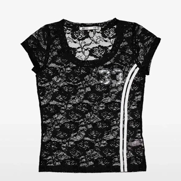 [BUNJANG] SET UP EXE 33 Lace Top Black / 셋업이엑스이 33 레이스탑 블랙