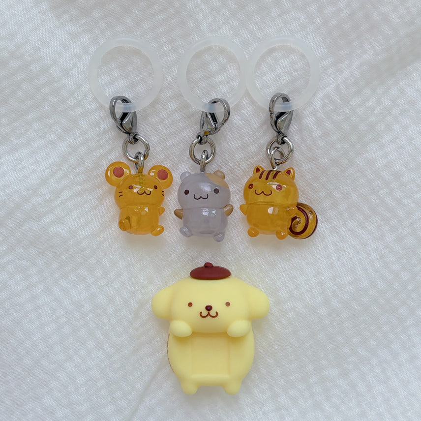 [BUNJANG] Sanrio Pompompurin Mini Gacha Keychain Set / 산리오 정품 폼폼푸린 미니 가챠 메지루시 머핀 베이글 스콘 히퍼 키링 세트 팀 푸린