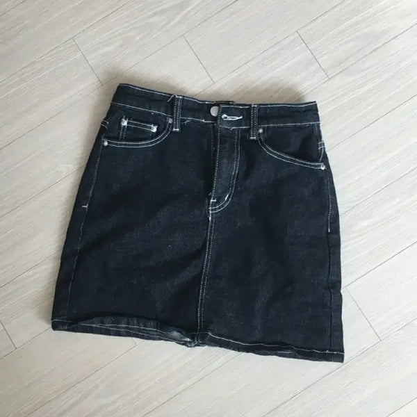 [BUNJANG] Non-fade Raw Denim Mini Skirt / 논페이드 생지데님 미니스커트 에이블리