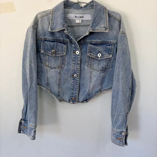 [BUNJANG] Judy Juicy Cropped Denim Jacket / 쥬시쥬디 크롭 데님 자켓