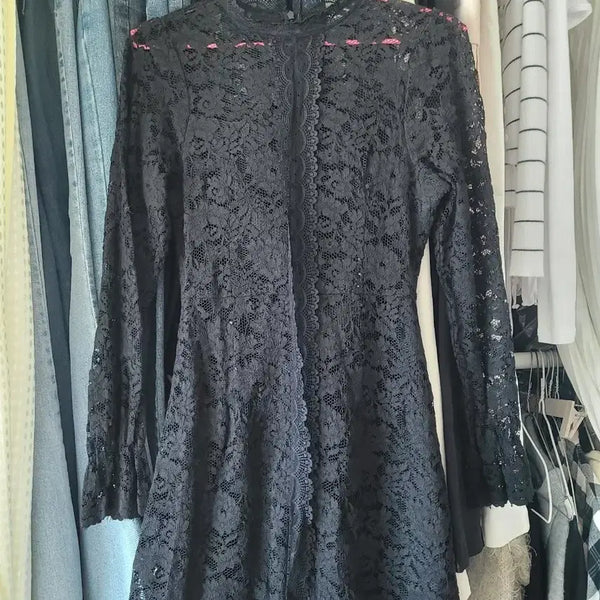 [BUNJANG] Black Lace See-Through Dress / 블랙 레이스원피스