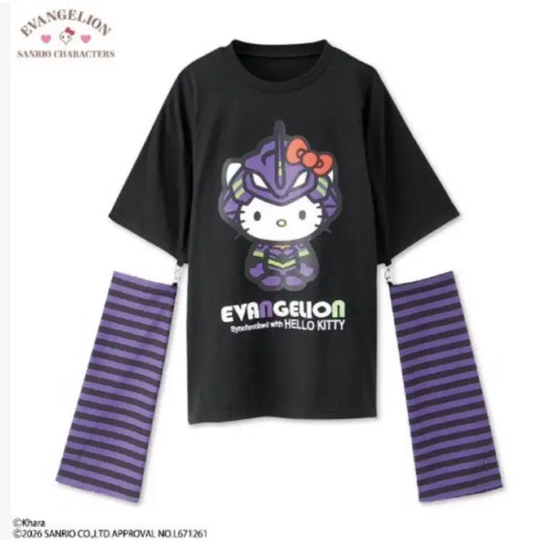 [BUNJANG] Sanrio x Evangelion Unit-01 Hello Kitty Short Sleeve T-Shirt / 키티 에반게리온 초호기 산리오 콜라보 반팔 티셔츠