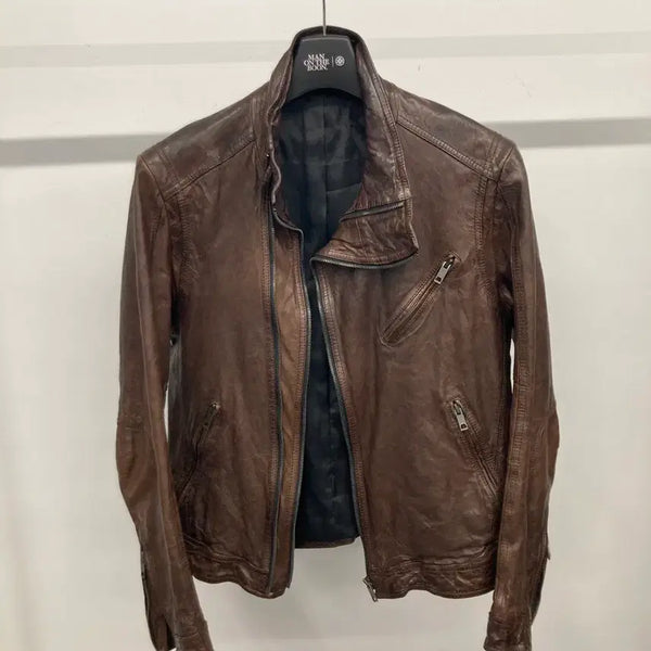 [BUNJANG] Solid Homme Vintage Style Leather Jacket / 솔리드옴므 빈티지스타일 양가죽 자켓 95