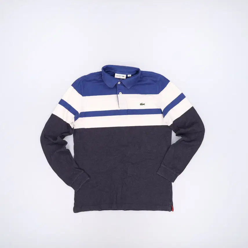 [BUNJANG] Lacoste Striped Long Sleeve Polo Shirt 0812H / S 라코스테 스트라이프 긴팔 카라티 0812H