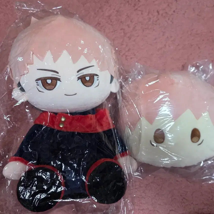 [BUNJANG] Jujutsu Kaisen Yuji Itadori Large Plush Doll & Cushion Set / (급처)주술회전 중국 쿠지 A상 이타도리 유지 인형 + D상 쿠션