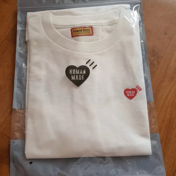 [BUNJANG] Human Made White Heart Logo T-Shirt (L) / 휴먼메이드 화이트 하트 로고 반팔티L