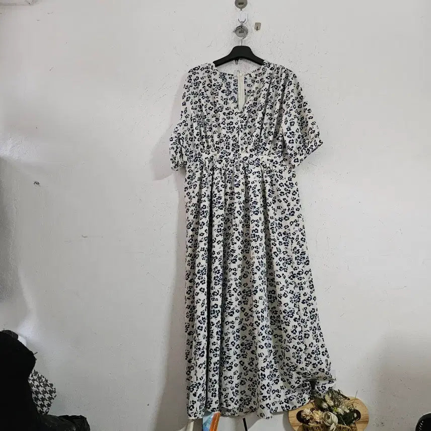 [BUNJANG] Floral Print Long Jersey Dress / 꽃무늬저지 롱 원피스
