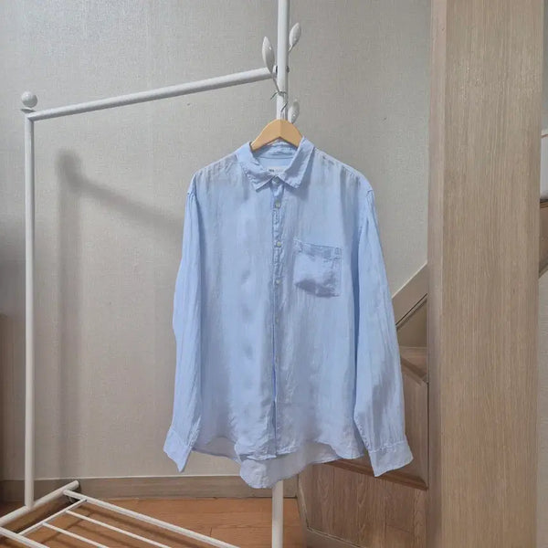 [BUNJANG] Zara Linen Shirt Sky Blue / 자라 린넨 셔츠 연하늘색