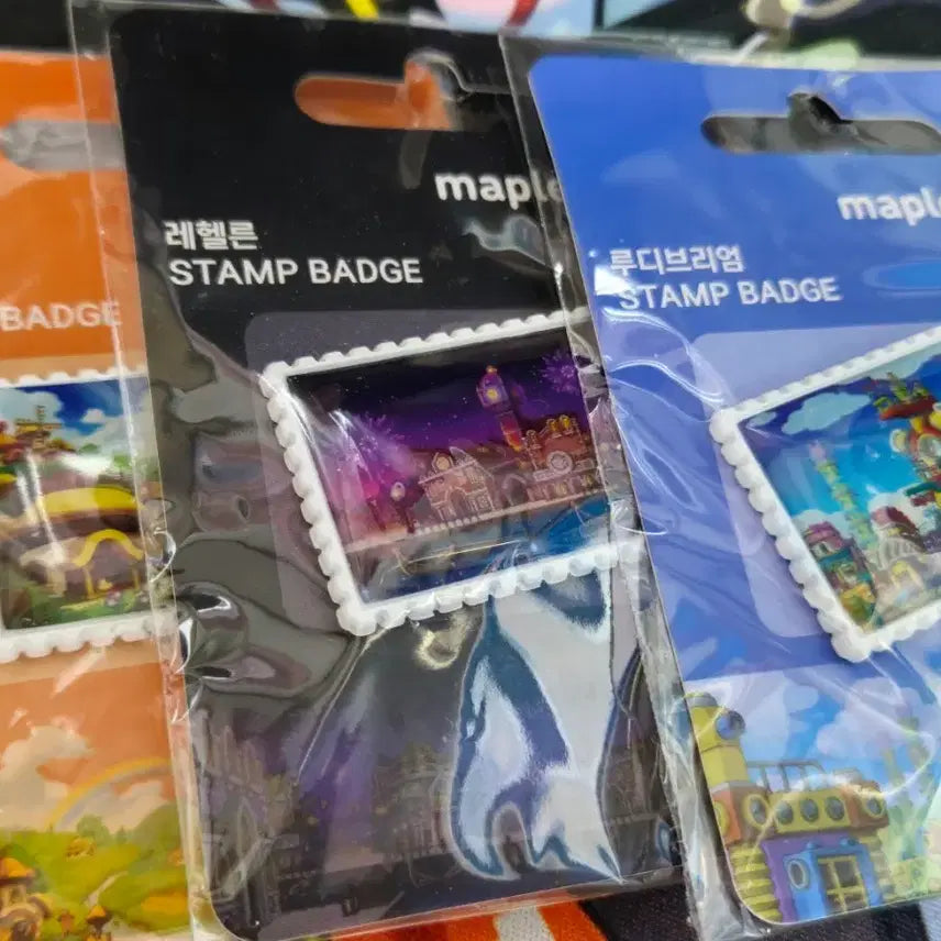 [BUNJANG] MapleStory Village Stamp Badge Set (3 Types, Sealed) / 메이플 마을 우표 뱃지 3종 일괄(급처)