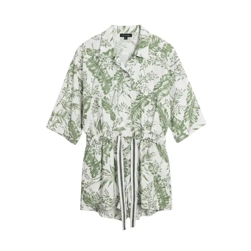 [BUNJANG] Women's M Leaf Pattern String Linen Jumpsuit / 여성M/ 리프패턴 스트링 린넨 점프수트