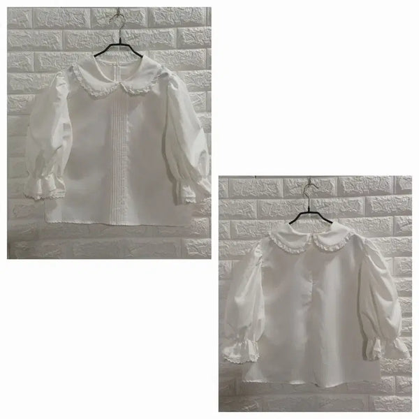 [BUNJANG] Lace Collar Sleeve Blouse / L.레이스 카라 소매 블라우스