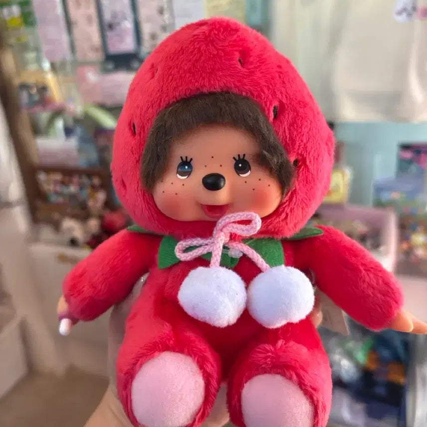 [BUNJANG] Monchhichi Strawberry Plush Doll / 딸기 몬치치 인형