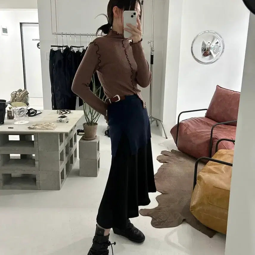 [BUNJANG] TOGA VIRILIS Knit Layered Belt Skirt / 토가풀라 니트 레이어드 벨트 스커트