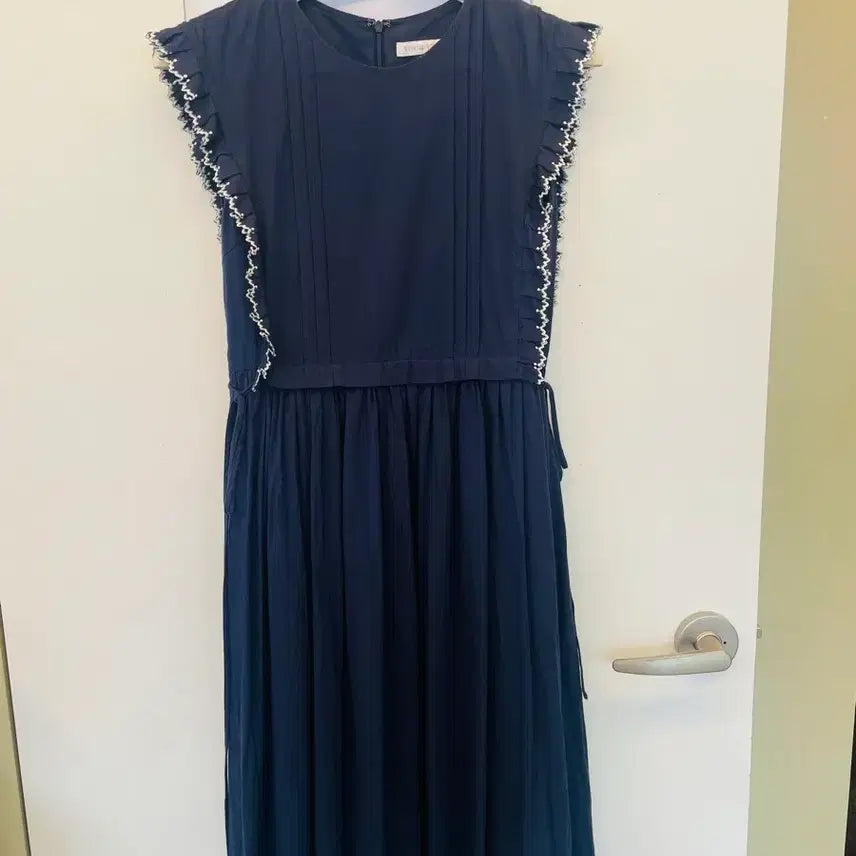 [BUNJANG] Navy Frill Long Dress / 네이비 프릴 원피스
