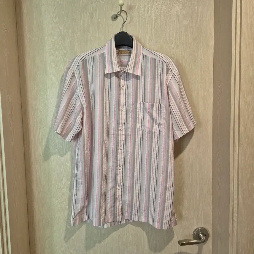 [BUNJANG] Galaxy Stripe Short Sleeve Shirt Pink Size 105 / 걸럭시  스트라이프 반팔 셔츠 핑크사이즈105