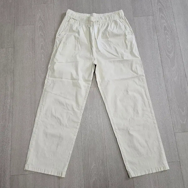 [BUNJANG] Cotton Spandex Elastic Waist Pants Ivory / 면 스판 밴딩 바지 아이보리